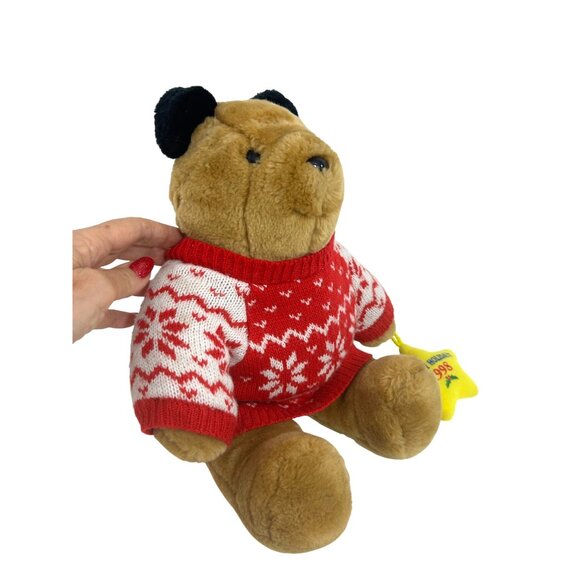 Paddington Bear Happy Holidays 1998 Vtg Plush Toy Sears Red Snowflake Sweater - Picture 12 of 14